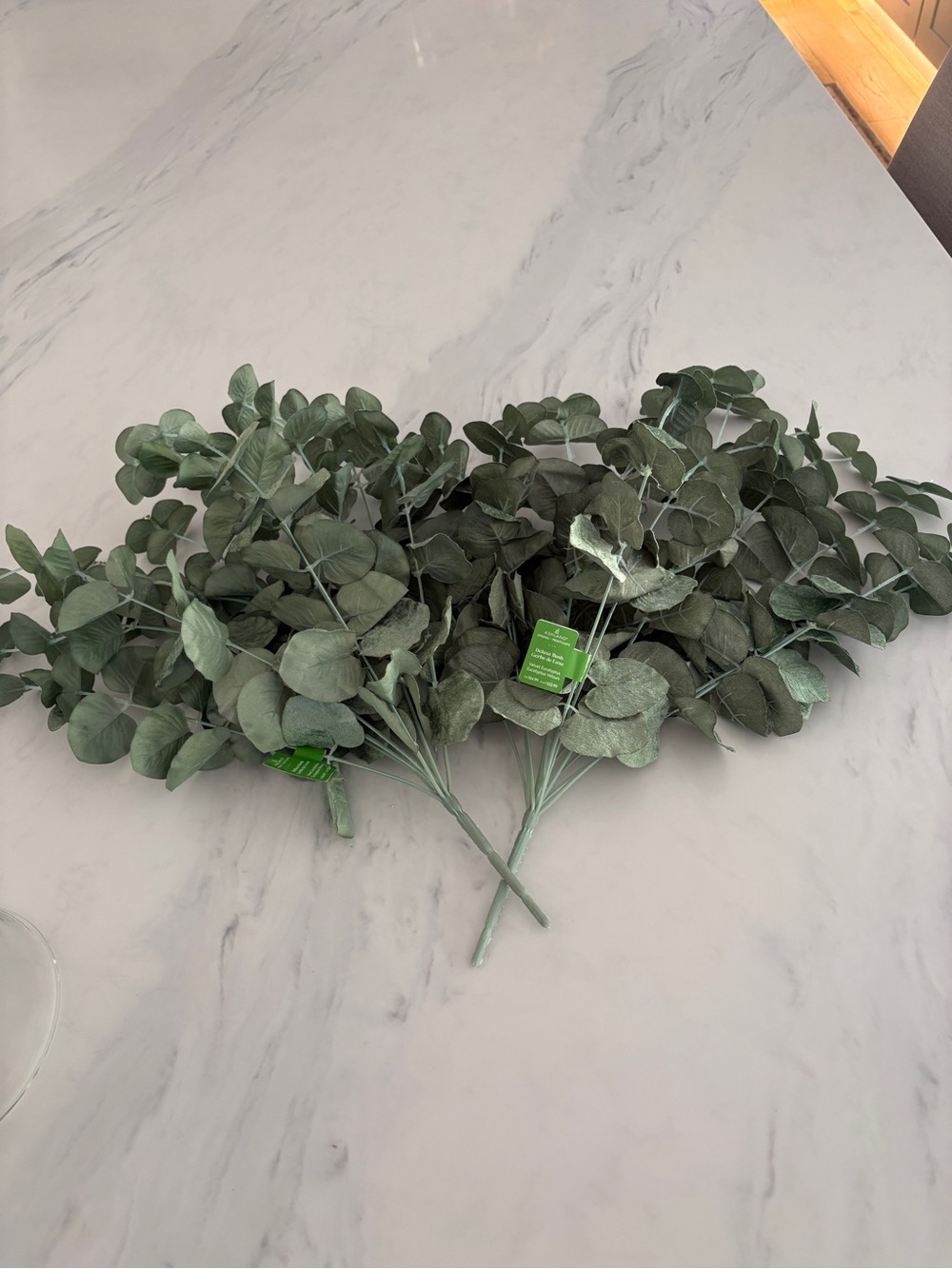 Green Faux Eucalyptus Stem Bouquet - 2 stems